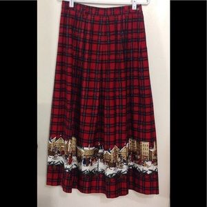 Rare. Vtg Christmas Pleated Skirt DIckens SZ 10